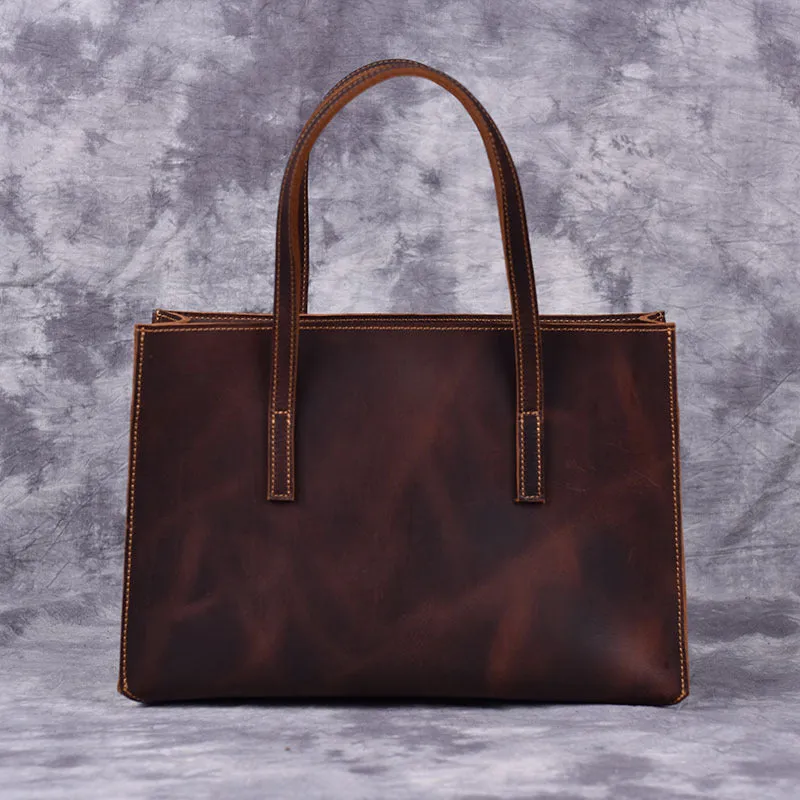 Vintage LEATHER WOMENs Brown Handbag Stylish Shoulder Tote Purse FOR WOMEN