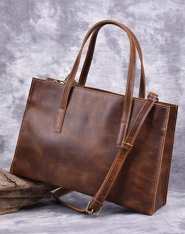 Vintage LEATHER WOMENs Brown Handbag Stylish Shoulder Tote Purse FOR WOMEN