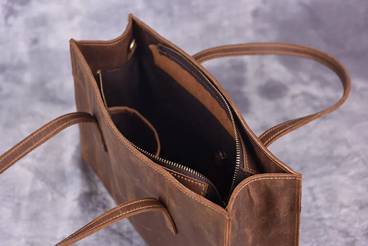 Vintage LEATHER WOMENs Brown Handbag Stylish Shoulder Tote Purse FOR WOMEN