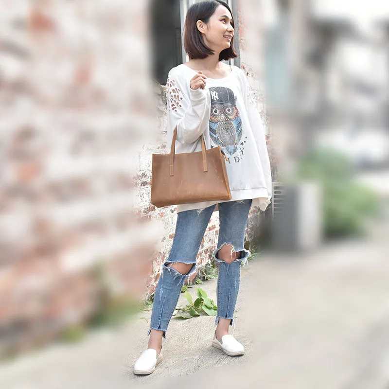 Vintage LEATHER WOMENs Brown Handbag Stylish Shoulder Tote Purse FOR WOMEN