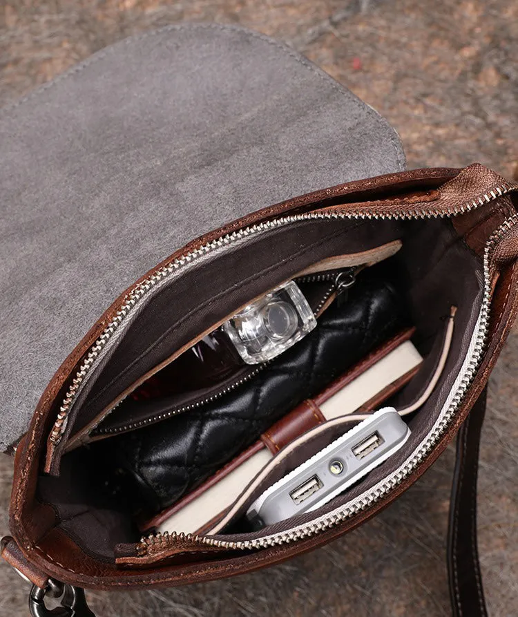 Vintage Leather Womens Bucket Brown Shoulder Bag Handmade Barrel Crossbody Purse for Ladies