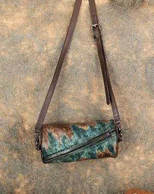 Vintage MIX Leather Womens Barrel Shoulder Bag Bucket Crossbody Purse for Women