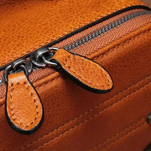 Vintage Small Womens Leather Brown Handbag Cube Box Small Red Leather Shoulder Bag for Men