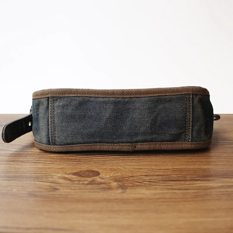 Vintage Womens Denim Baguette Bag Blue Denim Shoulder Purse for Women