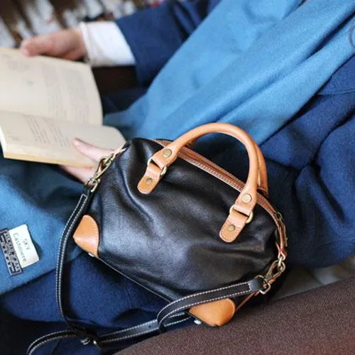 Vintage Womens Leather Small Red Satchel Handbag Shoulder Bag Ladies Doctor Satchel Purse Women's Satchel Crossbody Purse