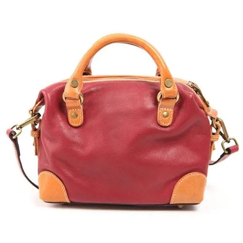 Vintage Womens Leather Small Red Satchel Handbag Shoulder Bag Ladies Doctor Satchel Purse Women's Satchel Crossbody Purse