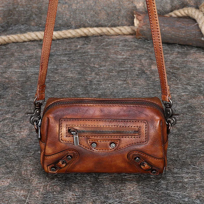 Vintage Womens Leather Wristlet Wallets Mini Shoulder Bag Small Crossbody Bag for Women