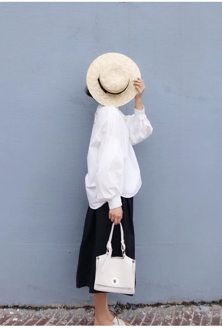 White Leather Women Handbag Shoulder Bag Work Bag For Women