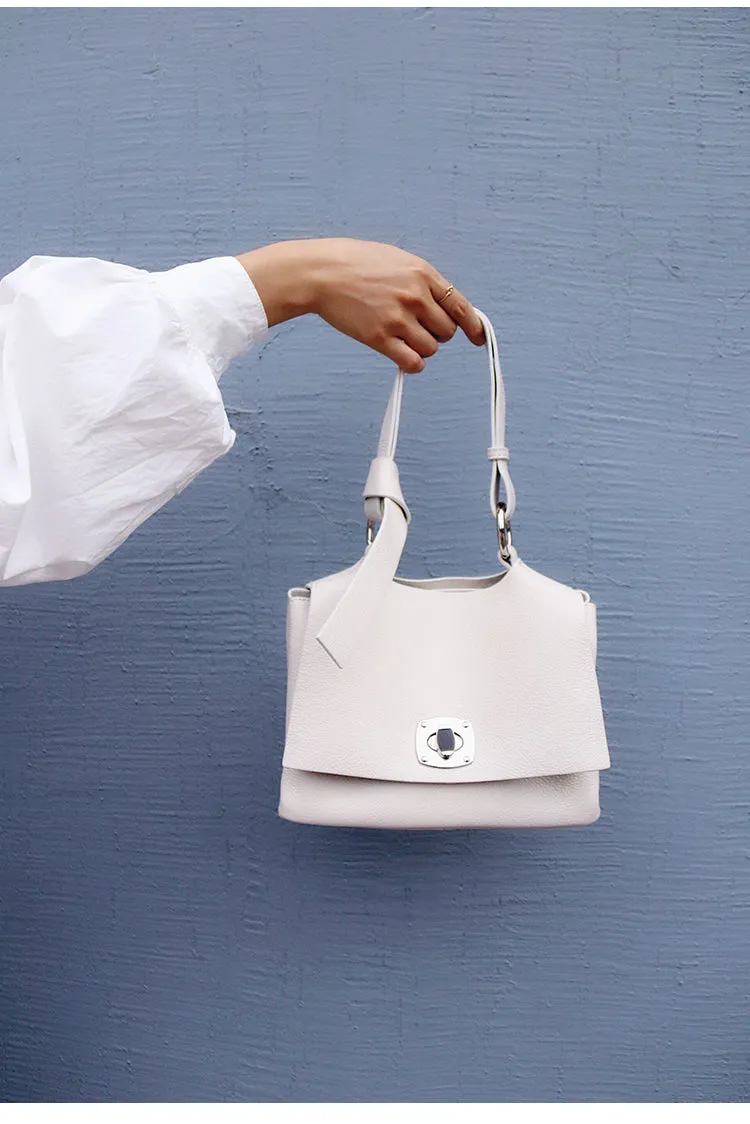 White Leather Women Handbag Shoulder Bag Work Bag For Women