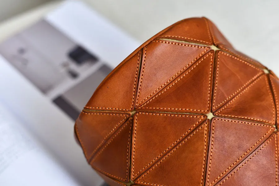 Womens Black Leather Bucket Shoulder Bag Purse Vintage Split Joint Barrel Round Handbag Crossbody Purse for Women