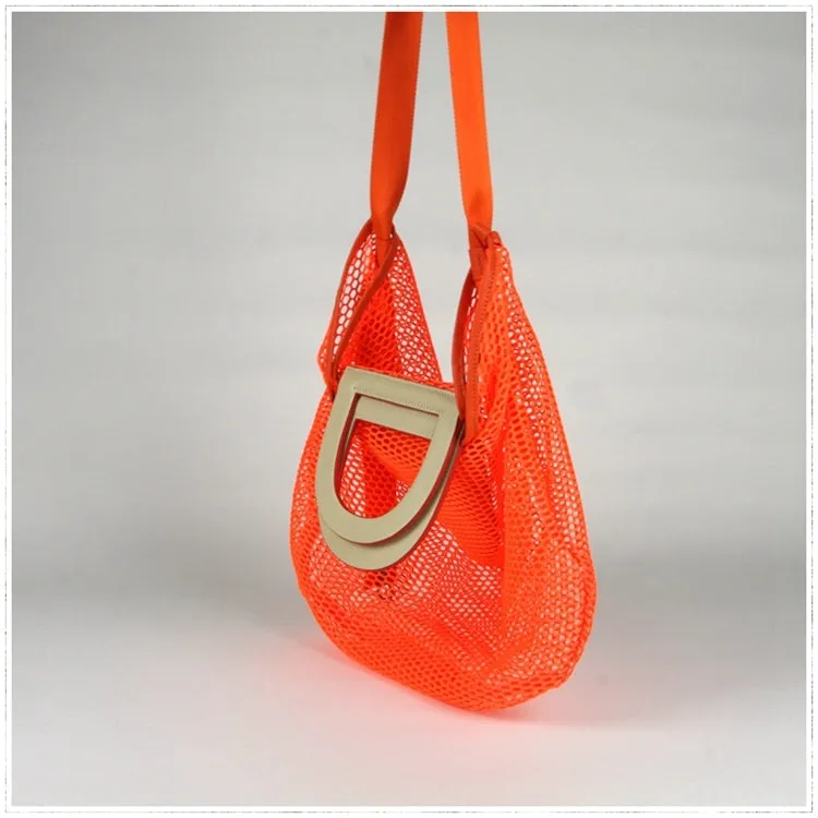 Womens Khaki Net Polyester Leather Tote Handbag Purse Polyester Tote Shoulder Bag Purse for Ladies