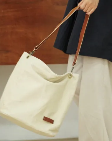 Womens White Canvas Tote Bags Canvas Shoulder Bag Canvas Crossbody Tote Bags for Men