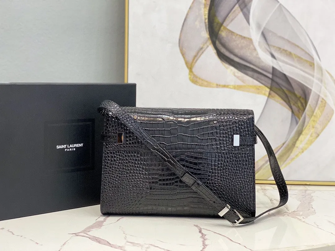 Yves Saint Laurent Manhattan Shoulder Bag In-Shiny Black